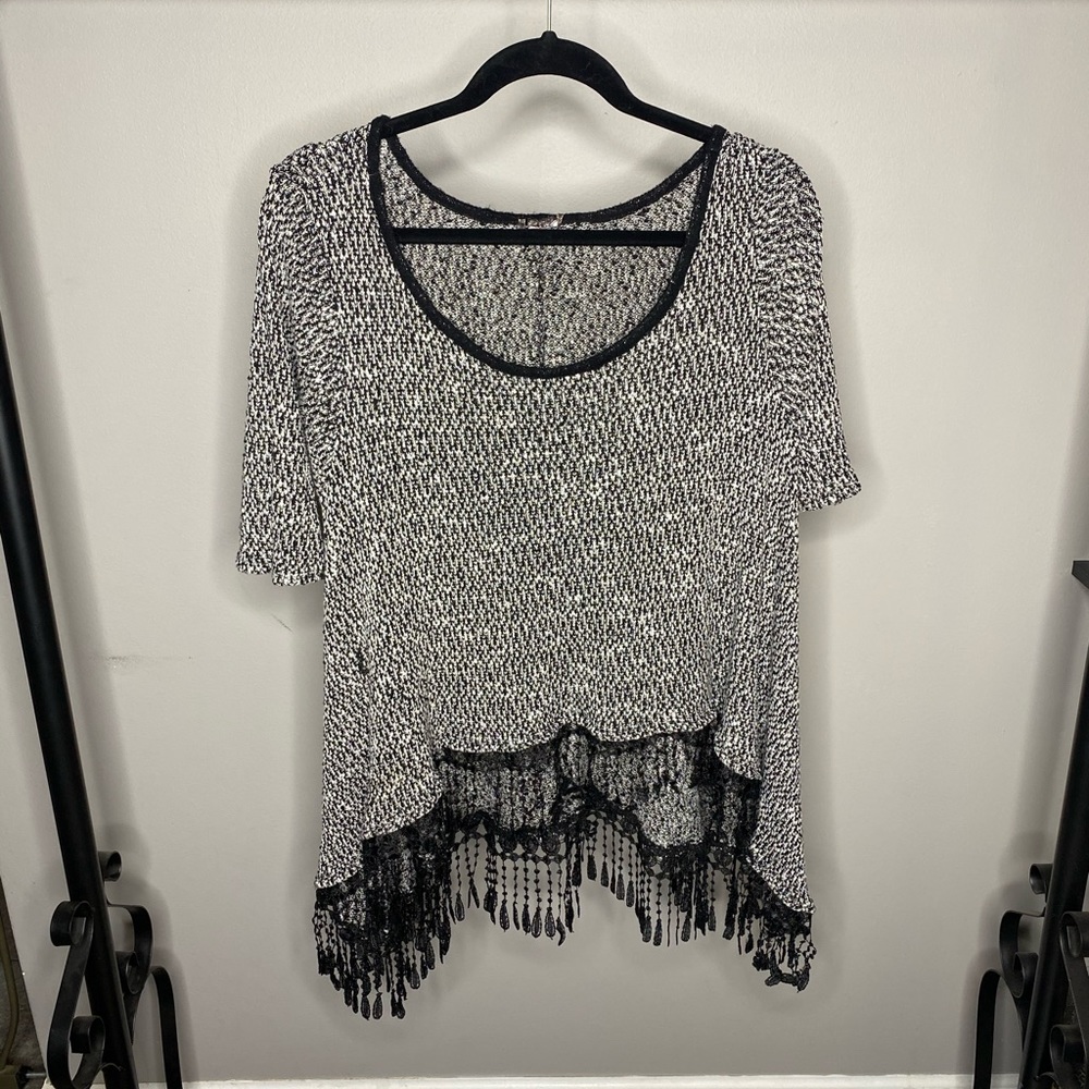 Knit Crotchet Fringe Sweater